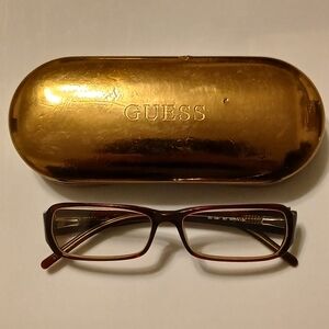 Guess GU 1561 BU Burgundy Eyeglasses Frames 54-14-135mm & Gold Tone Hard Case